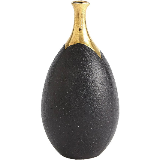 Dipped Golden Crackle/Black Slender Vase by Global Views in black and gold. Made from unique in a unique style.