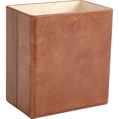 Signature Tobacco Wastebasket by Global Views in tobacco and leather. Made from unique in a traditional style.