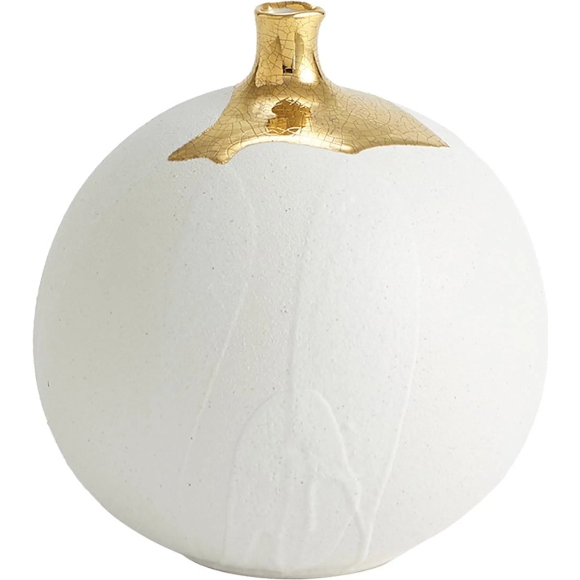 Dipped Golden Crackle/White Sphere Vase by Global Views in white and gold. Made from unique in a modern style.