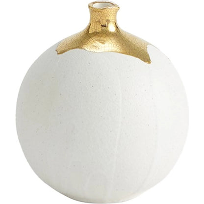 Dipped Golden Crackle/White Sphere Vase by Global Views in white and gold. Made from unique in a modern style.