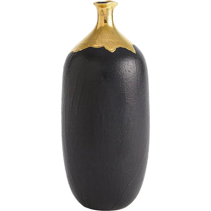 Dipped Golden Crackle/Black Slender Vase by Global Views in black and gold. Made from unique in a modern style.