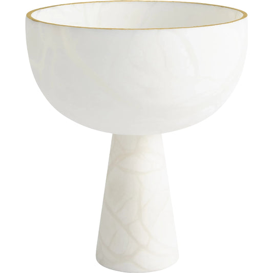 Footed Alabaster Bowl with Gold by Global Views in natural. Made from alabaster in a unique style.