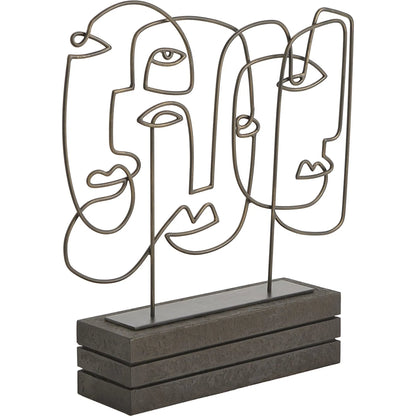 Congregation Sculpture by Global Views in bronze. Made from iron 50%, honed black marble 50% in a eclectic & global style.