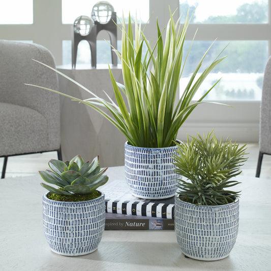 Puebla Greenery by Uttermost in blue, white. Made from plastic, ceramic, latex, foam in a unique style.