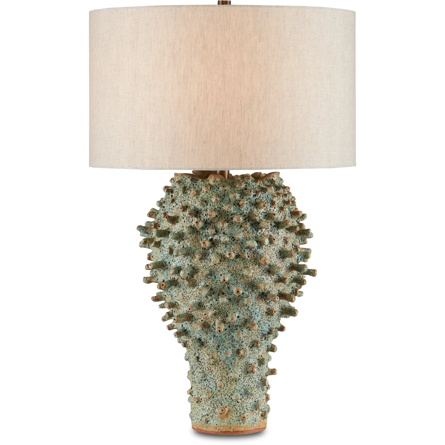 002 SI-1894546 | Primary Silo | Sea Urchin Table Lamp by Currey and Company in sunken green. Made from ceramic in a coastal style.