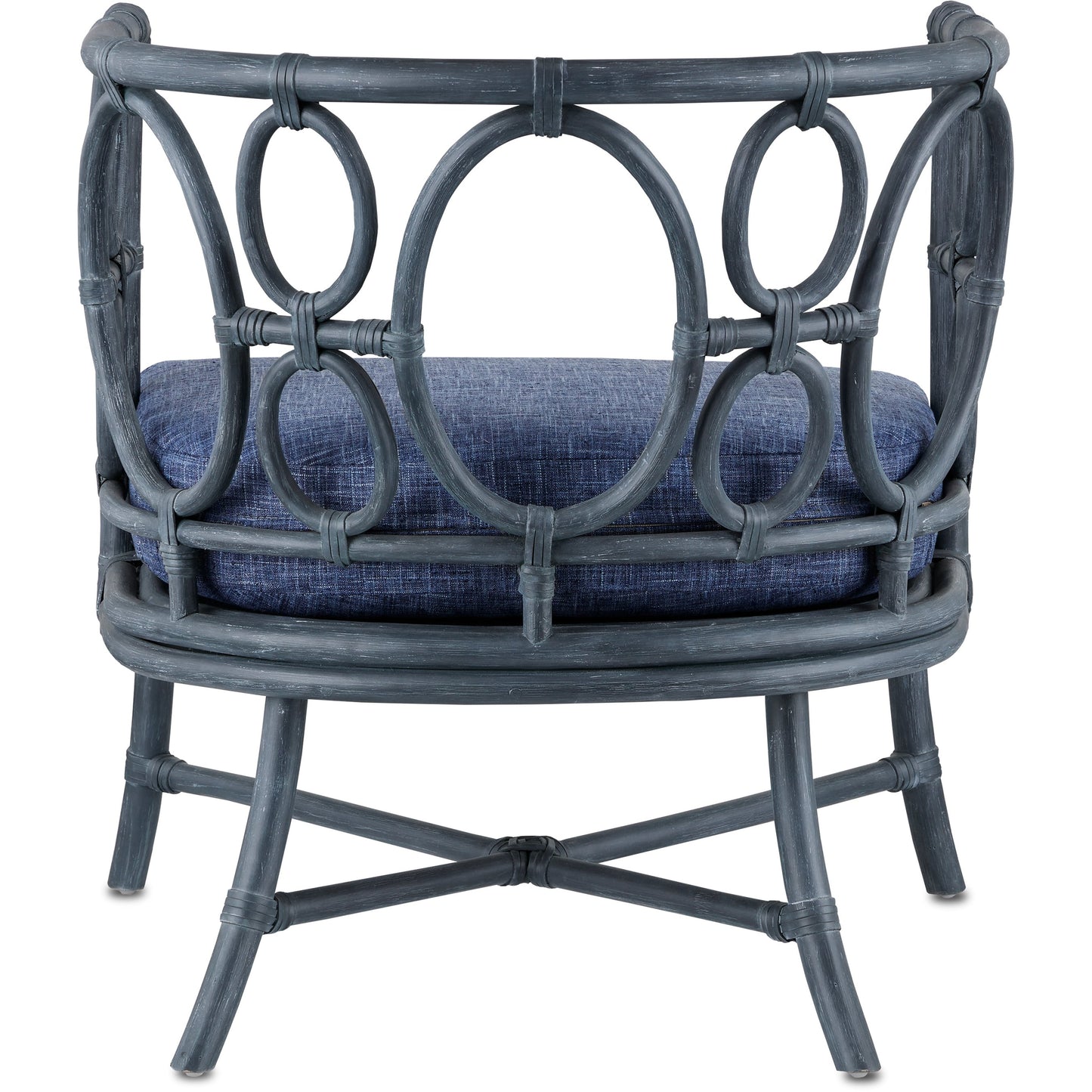 005 SI-1924218 | Additional Silo | Tegal Chair by Currey and Company in vintage navy, indigo. Made from rattan, plywood, fabric, foam in a coastal style.