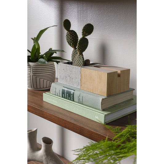 Aravalli Phone Stand Planter by Accent Decor in natural. Made from wood in a modern style.