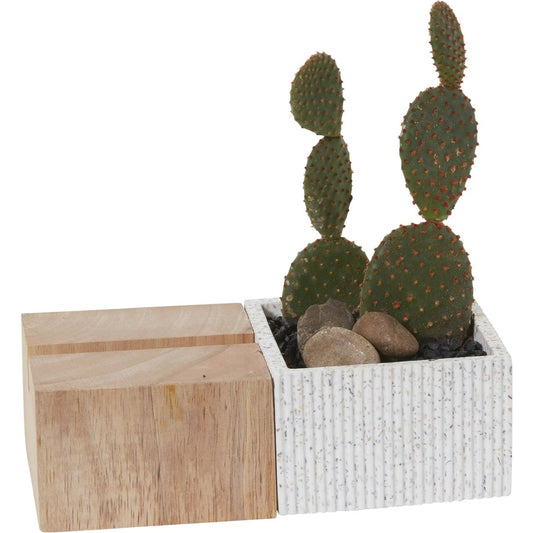 Aravalli Phone Stand Planter by Accent Decor in natural. Made from wood in a modern style.