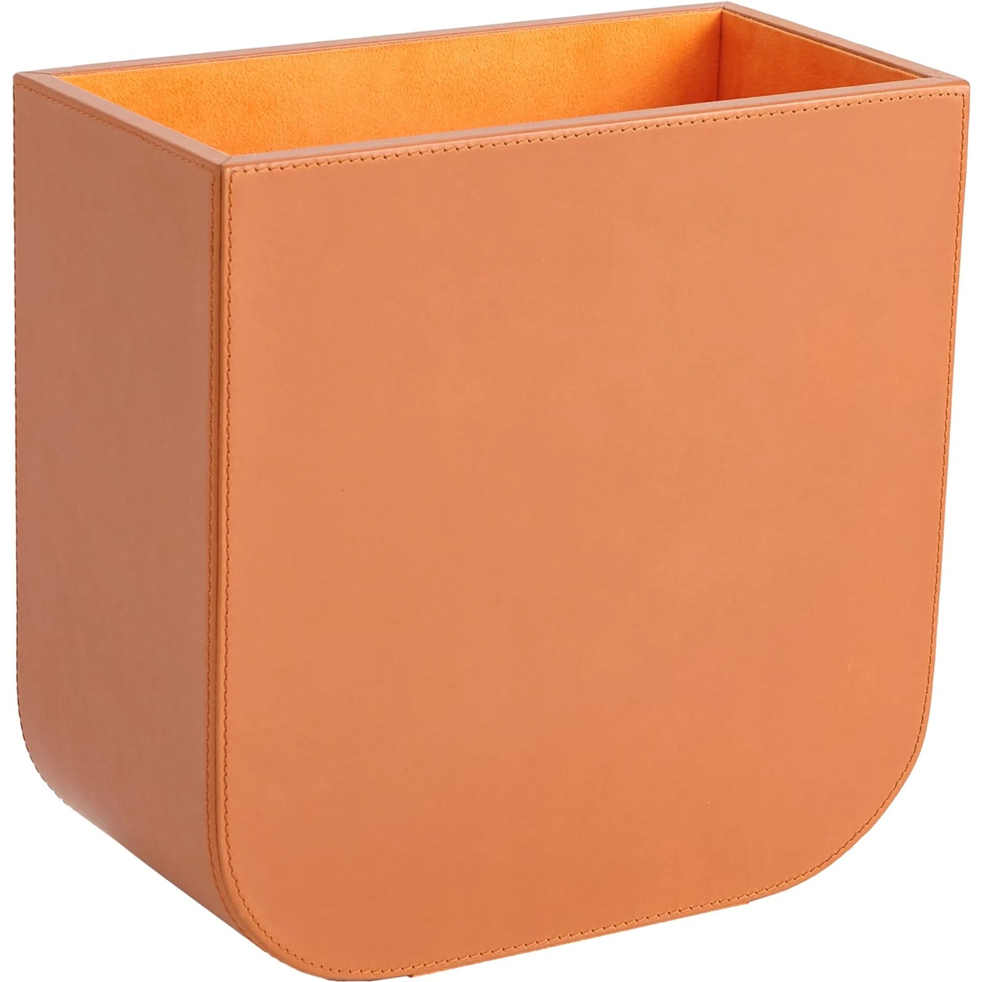 Radius Edge Leather Wastebasket by Global Views. Made from unique in a transitional style.