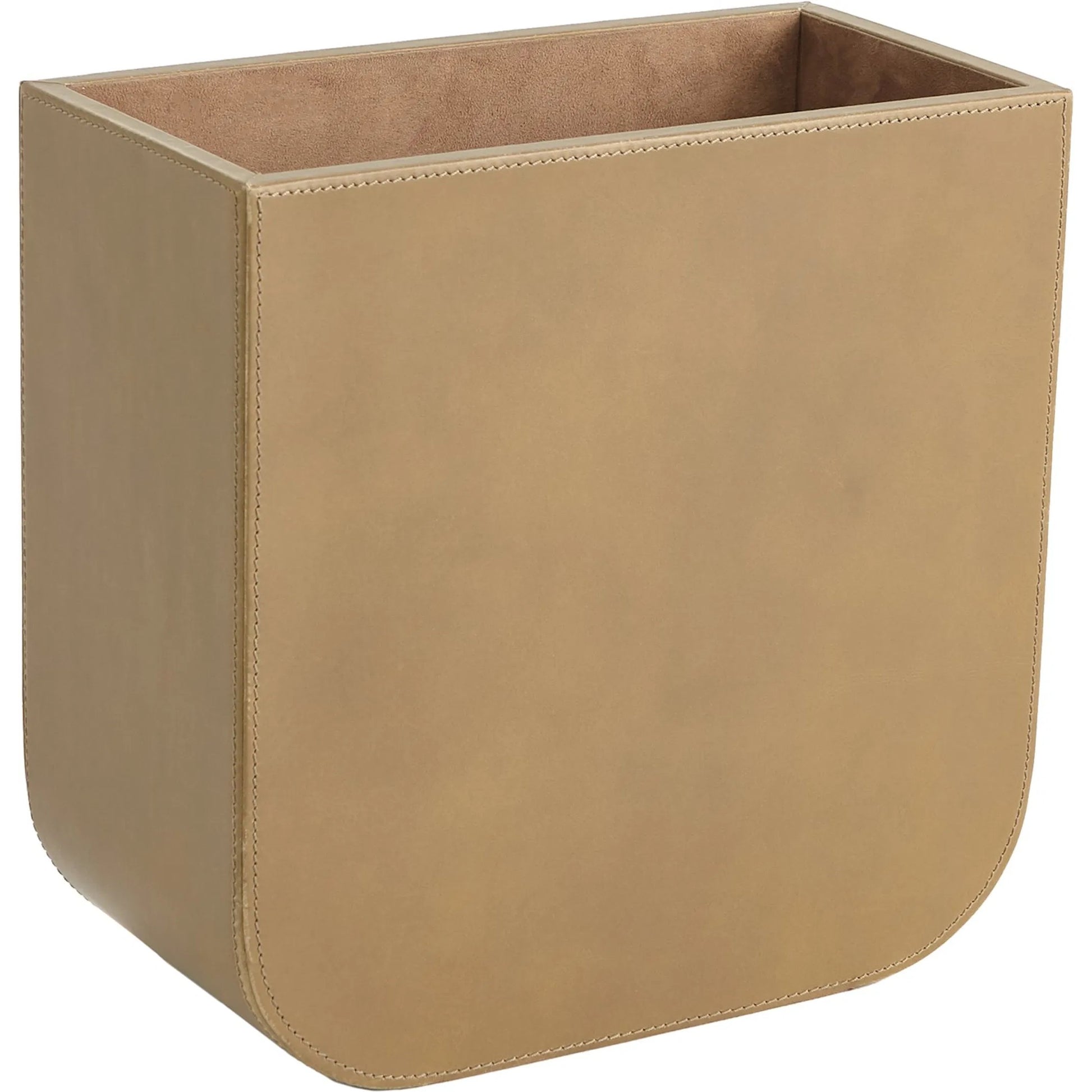 Radius Edge Leather Wastebasket by Global Views. Made from unique in a transitional style.