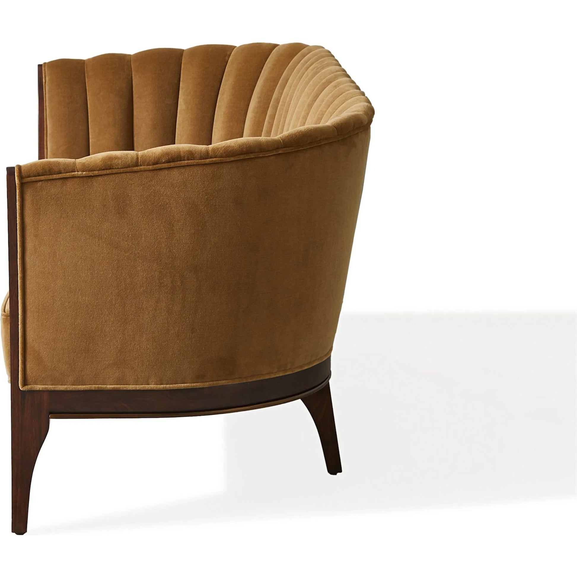 Channel Back Sofa by Global Views. Made from solid walnut, fabric, wood, 100% cotton, double rub: 50,000 in a modern style.