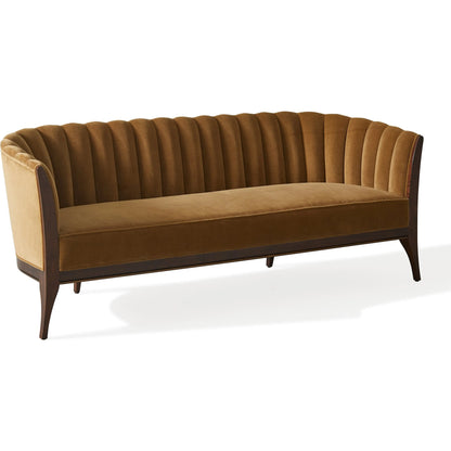 Channel Back Sofa by Global Views. Made from solid walnut, fabric, wood, 100% cotton, double rub: 50,000 in a modern style.