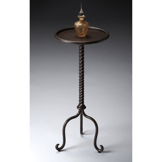Alma Metal Pedestal Table by Butler Specialty Company in gray and metalworks. Made from cast aluminum in a traditional style.