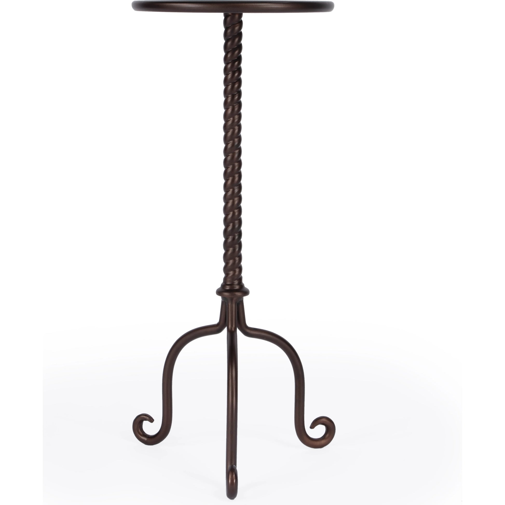 Alma Metal Pedestal Table by Butler Specialty Company in gray and metalworks. Made from cast aluminum in a traditional style.