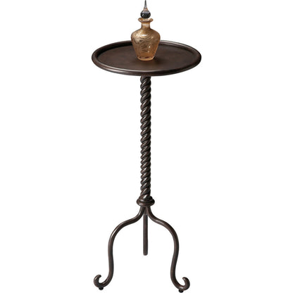 Alma Metal Pedestal Table by Butler Specialty Company in gray and metalworks. Made from cast aluminum in a traditional style.