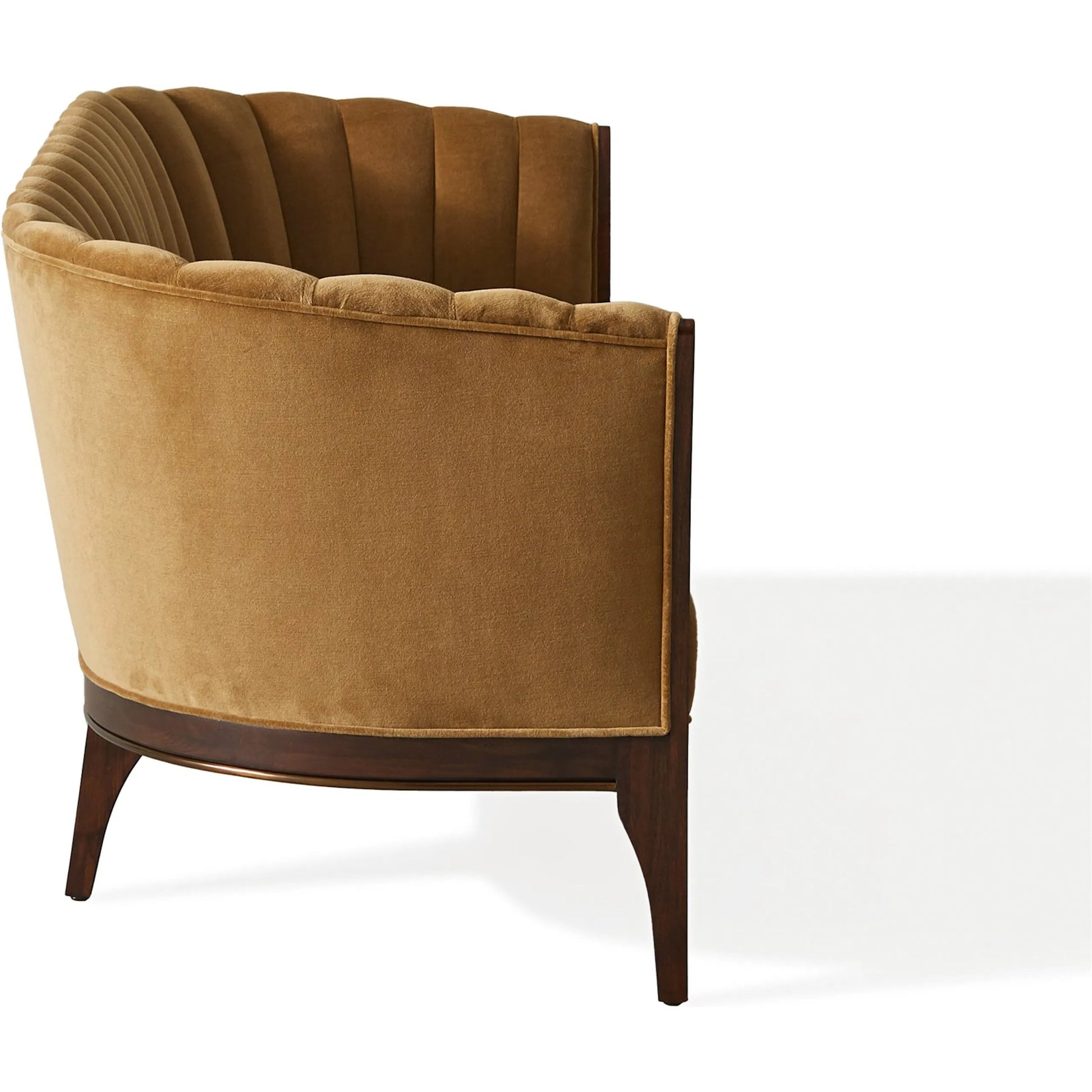 Channel Back Sofa by Global Views. Made from solid walnut, fabric, wood, 100% cotton, double rub: 50,000 in a modern style.