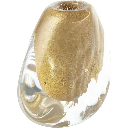 Conical Vase by Global Views in gold. Made from unique in a eclectic & global style.