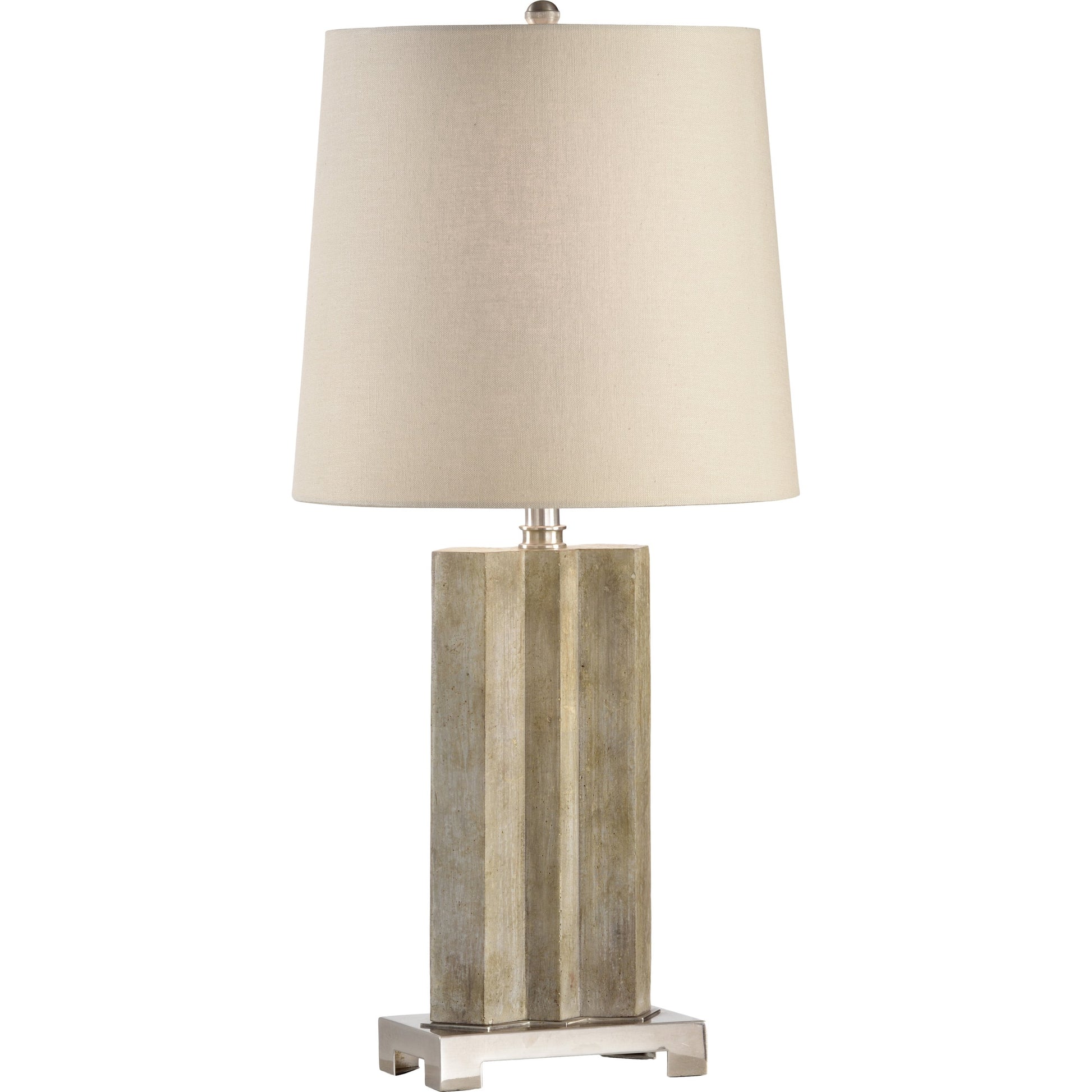 Geo Lamp by Wildwood in patinated, antique brass. Made from misc in a modern style.