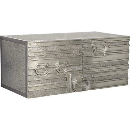 Abstract Block Right Cabinet by Global Views in silver. Made from mango, mdf in a modern style.
