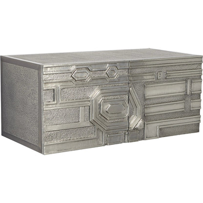 Abstract Block Left Cabinet by Global Views in silver. Made from mango, mdf in a modern style.