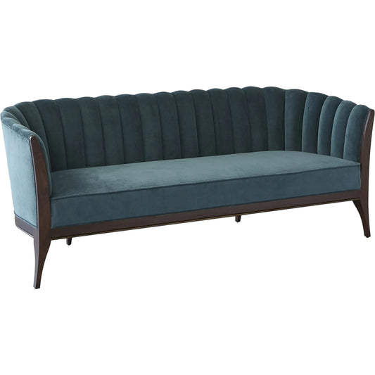 Channel Back Sofa by Global Views. Made from solid walnut, fabric, wood, 100% cotton, double rub: 50,000 in a modern style.