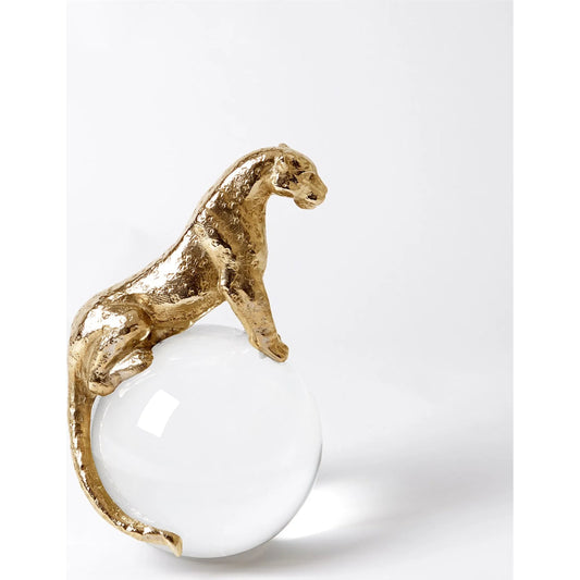 Jaguar on Crystal Ball by Global Views. Made from brass, crystal in a eclectic & global style.