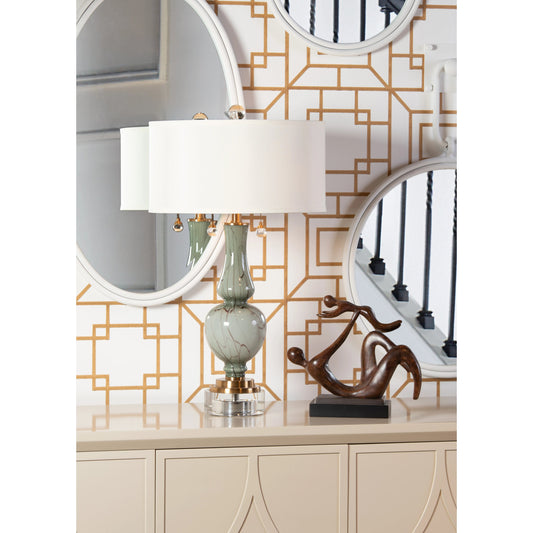 Belle Mont Lamp by Wildwood in gray, clear. Made from crystal, glass in a transitional style.