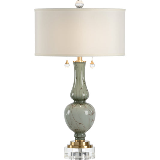 Belle Mont Lamp by Wildwood in gray, gold. Made from crystal, glass in a transitional style.