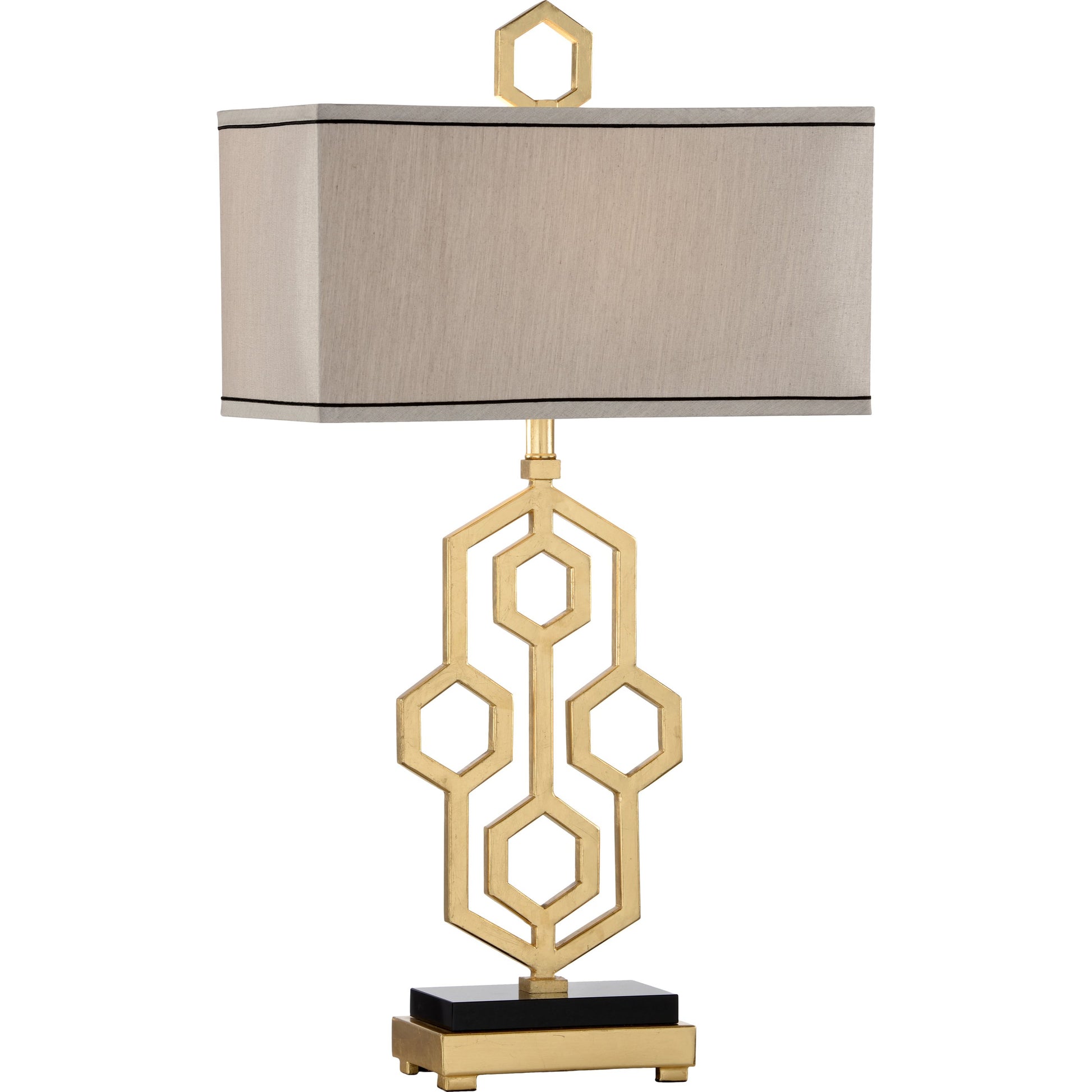 Easton Lamp by Wildwood in gold leaf, black. Made from other: metal in a transitional style.