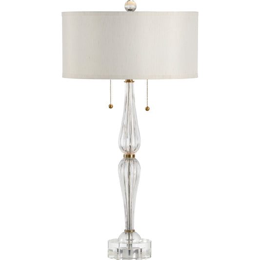 Naomi Lamp by Wildwood in clear, gold. Made from crystal, glass in a traditional style.