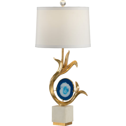Zulli Lamp by Wildwood in gold, blue, white. Made from unique in a transitional style.
