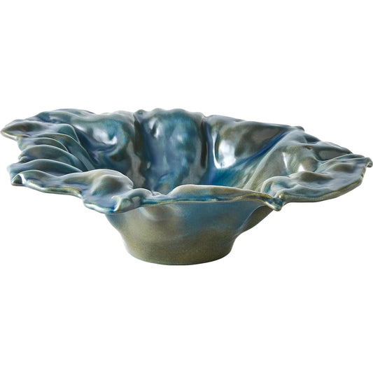 Free Form Blue Bowl by Global Views in reactive blue. Made from ceramic in a unique style.