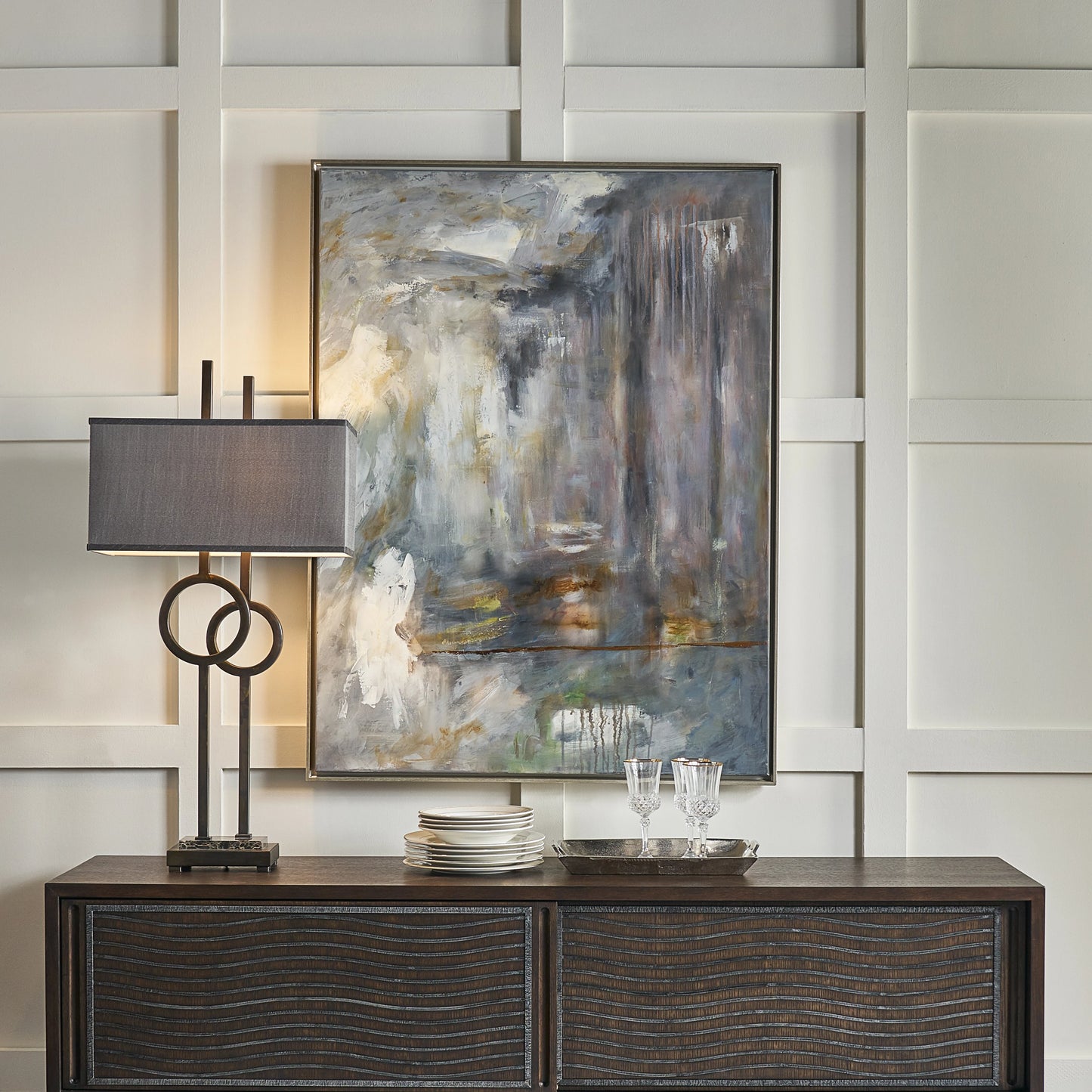 004 SR-386567 | Lifestyle | Tootsie Lamp by Wildwood in scorched bronze, natural brown. Made from other: metal in a modern style.