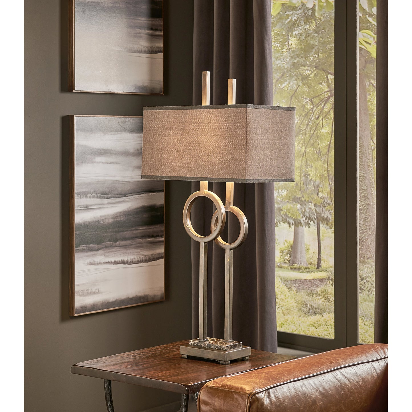 005 SR-386567 | Lifestyle | Tootsie Lamp by Wildwood in scorched bronze, natural brown. Made from other: metal in a modern style.