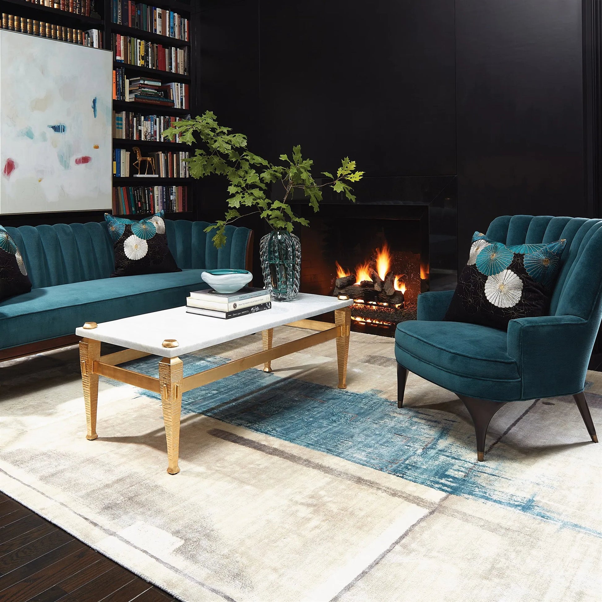 Channel Back Sofa by Global Views. Made from solid walnut, fabric, wood, 100% cotton, double rub: 50,000 in a modern style.