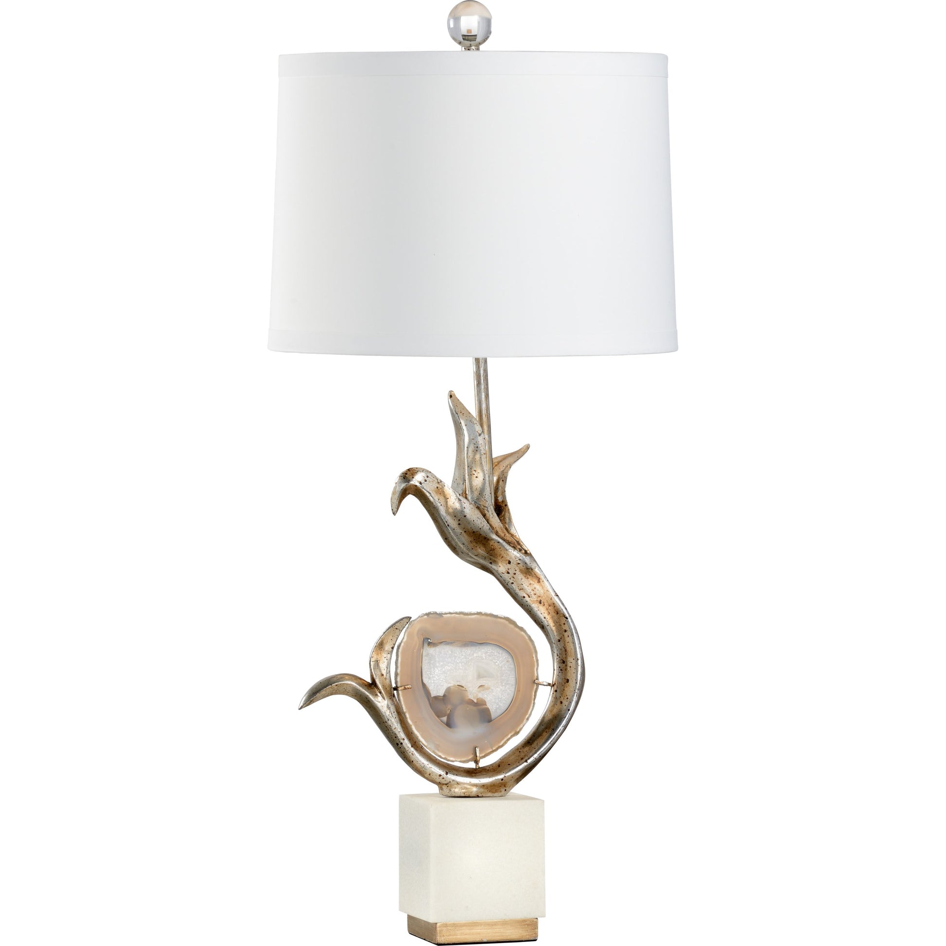 Zulli Lamp by Wildwood in gold leaf, natural white, blue dyed. Made from unique in a transitional style.