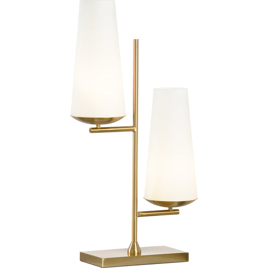 Geminate Lamp by Wildwood in gold. Made from steel, glass in a transitional style.