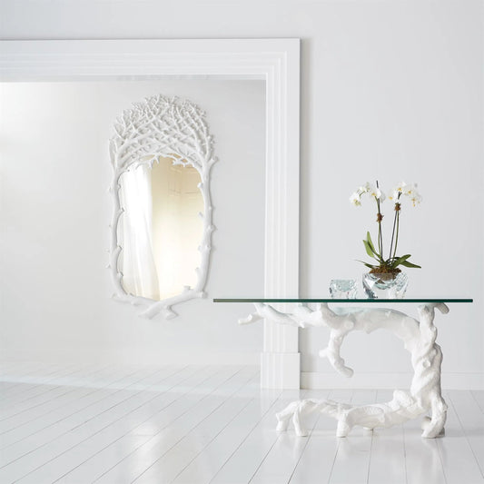 Twisted Juniper Console by Global Views in red and matte white. Made from unique in a unique style.