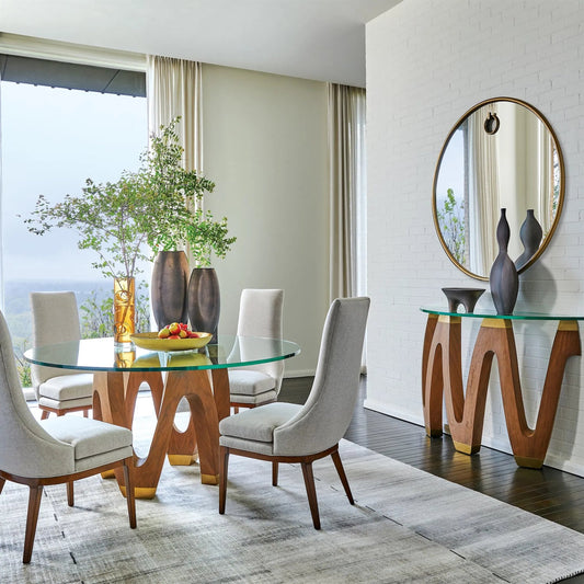 Wave Dining Table by Global Views in natural, red and walnut. Made from unique in a unique style.