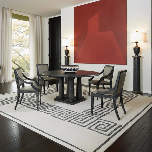 Titian Dining Table by Global Views in black. Made from unique in a traditional style.