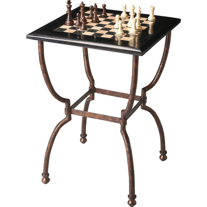 Frankie Game Table by Butler Specialty Company in multi-color and metalworks. Made from metal, fossil stone in a modern style.