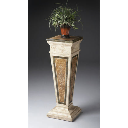 Augustus Etched Fossil Stone Pedestal by Butler Specialty Company in multicolored and heritage. Made from wood products, fossil stone veneers in a eclectic & global style.