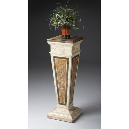 Augustus Etched Fossil Stone Pedestal by Butler Specialty Company in multicolored and heritage. Made from wood products, fossil stone veneers in a eclectic & global style.