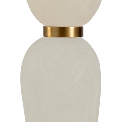 Adele Lamp by Wildwood in natural white, antique brass. Made from stone in a transitional style.