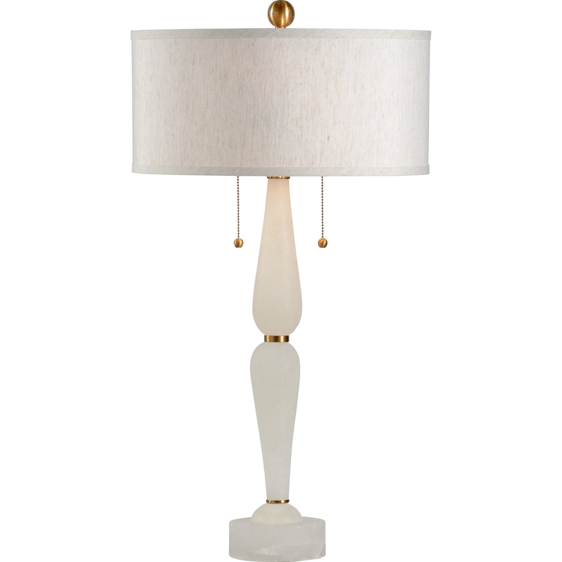 Adele Lamp by Wildwood in natural white, antique brass. Made from stone in a transitional style.