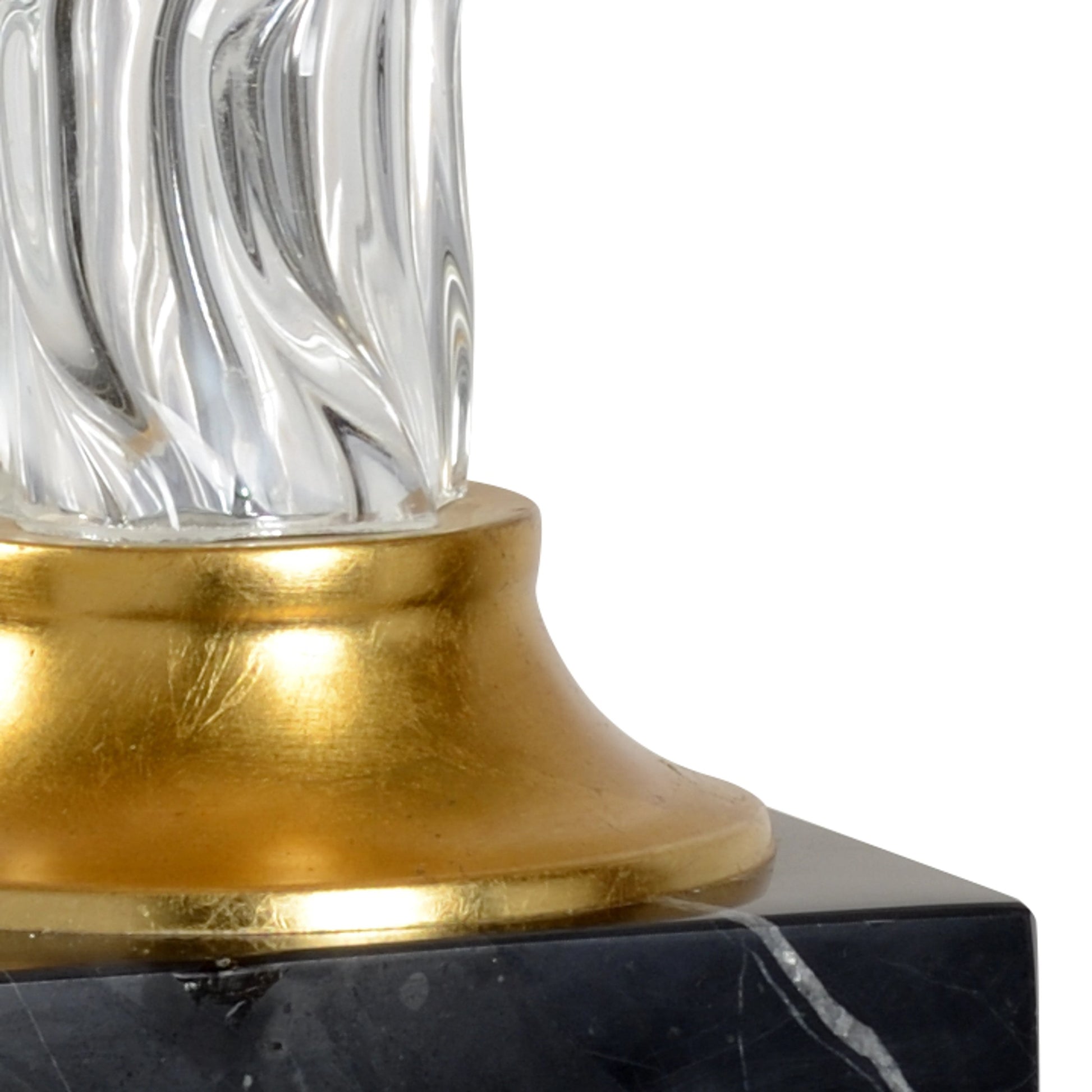 Fiona Buffet Lamp by Wildwood in clear, natural black, gold leaf. Made from crystal, glass in a transitional style.