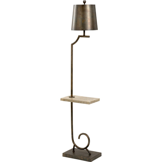 Langston Floor Lamp with Table by Wildwood in brown, gray. Made from other: metal in a modern style.