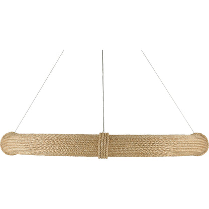 Portmeirion Chandelier by Currey and Company in satin black, abaca rope. Made from wrought iron, abaca rope in a coastal style.