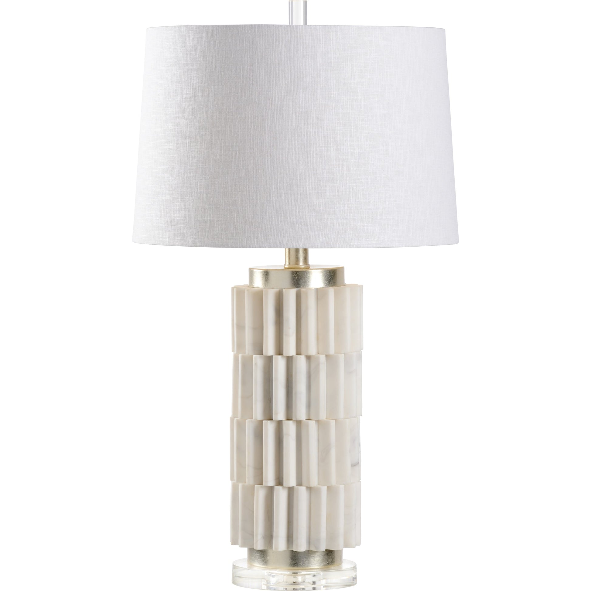 Langdon Lamp by Wildwood in natural white stone, clear. Made from composite in a coastal style.
