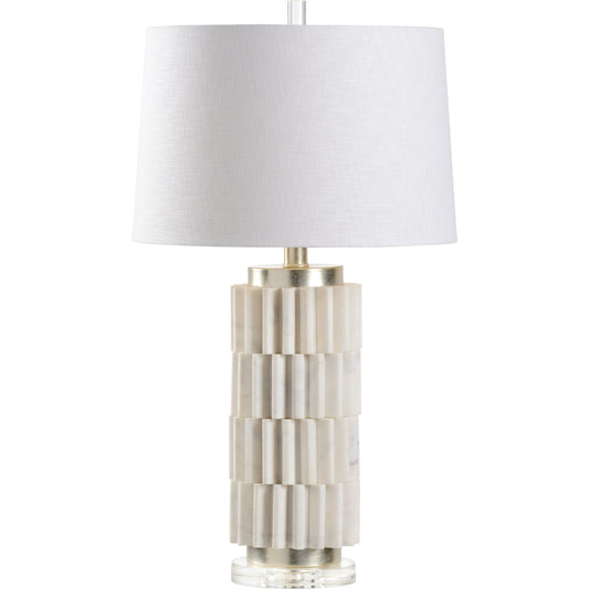 Langdon Lamp by Wildwood in white. Made from composite in a coastal style.